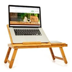 Bett-Tablett Klappbar Laptoptisch Höhenverstellbar 21-29 Cm Bambus