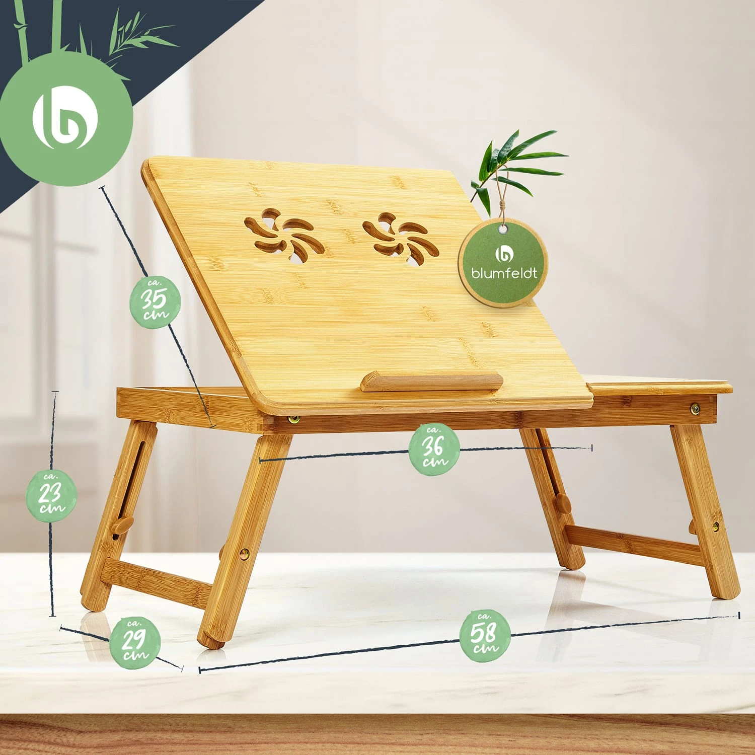 Laptoptisch Mit Lüftungsschlitzen Höhenverstellbar 58x23x29cm Bambus 10 Laptoptisch Mit Lüftungsschlitzen Höhenverstellbar 58x23x29cm Bambus – Bild 8
