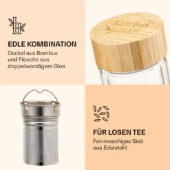 Teeflasche Mit Deckel Und Sieb 500 Ml Doppelwandiges Glas Bambus Hülle -Einrichtungsgeschäft 10038238 de 0003 logo