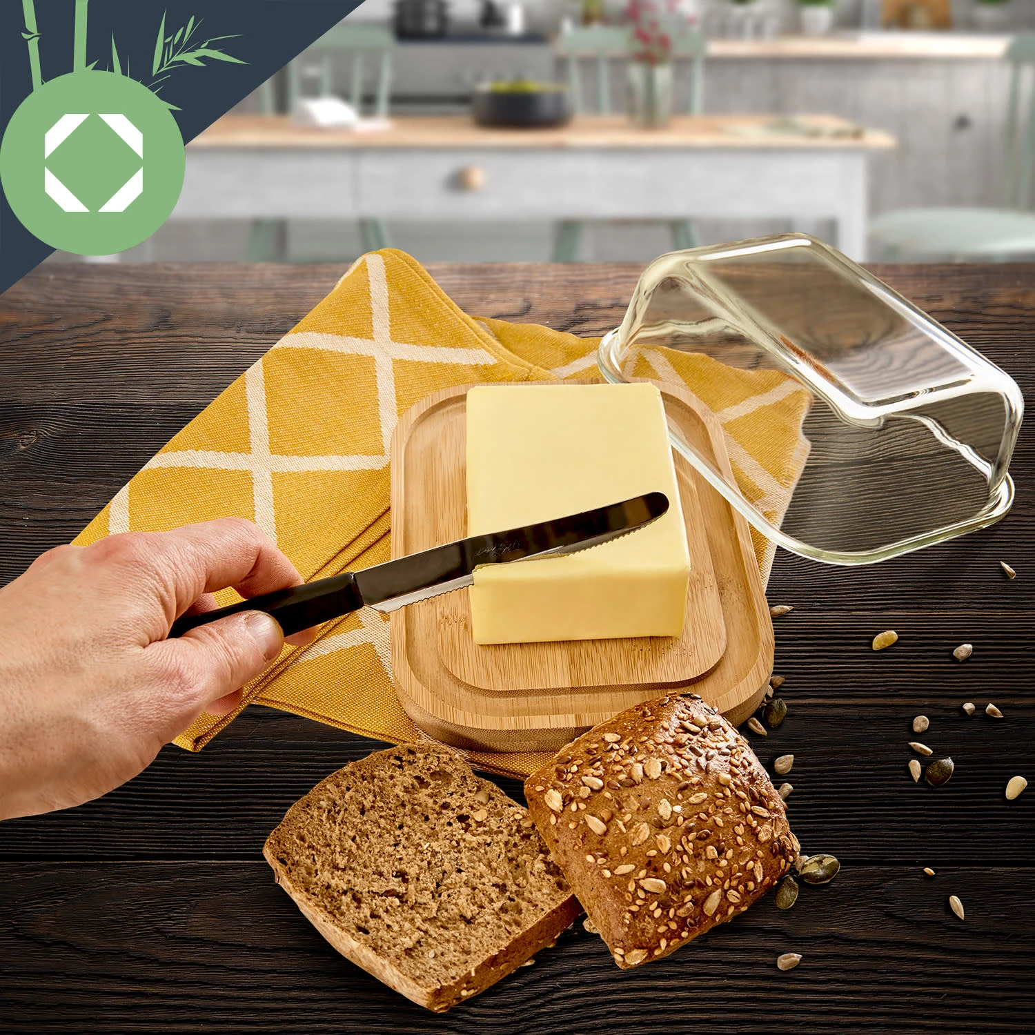 Glas-Butterdose Bambusboden Luftdicht Spülmaschinenfest 5 Glas-Butterdose Bambusboden Luftdicht Spülmaschinenfest – Bild 3