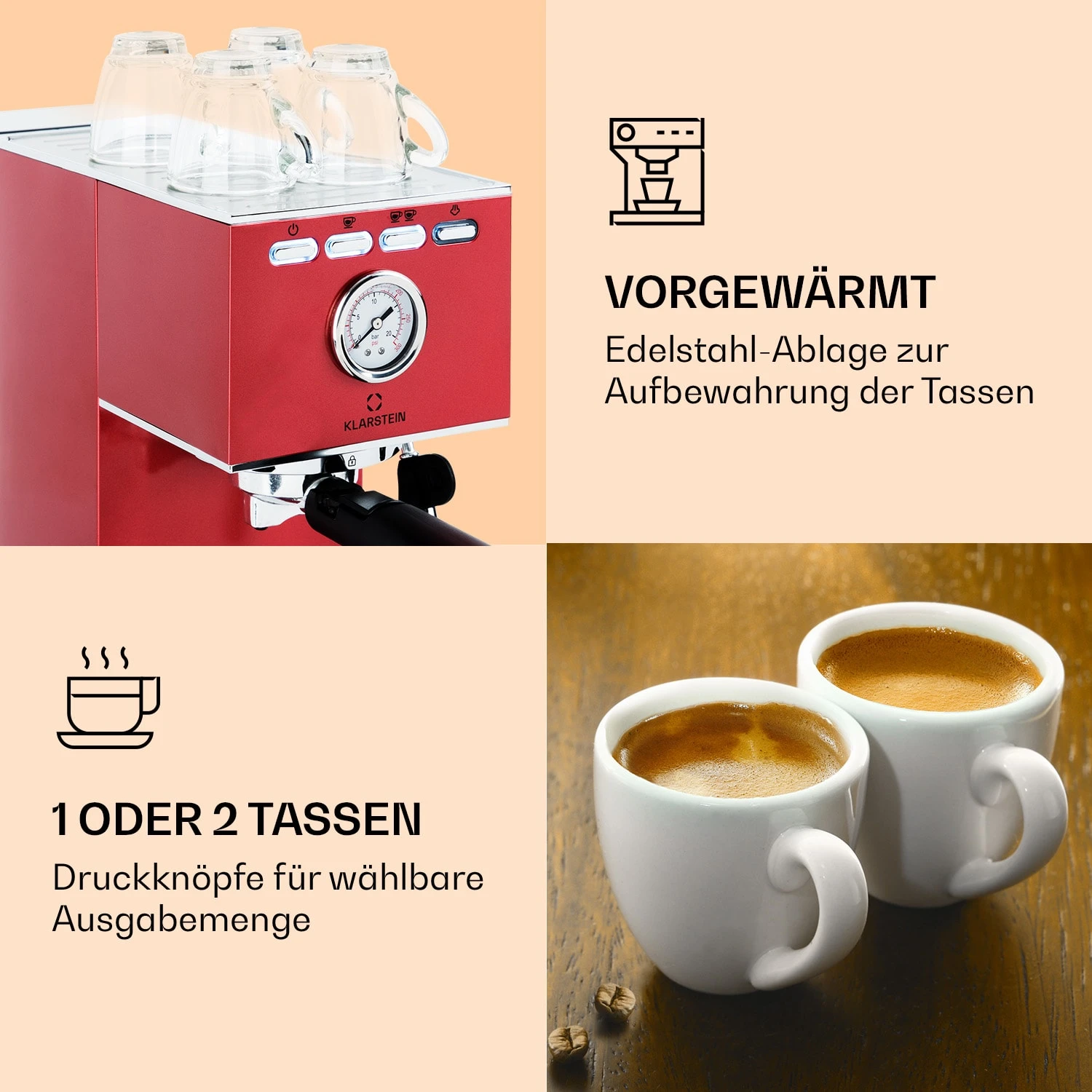 Pausa Espressomaker 1350 Watt 20 Bar Druck Wassertank: 1,4 Liter Edelstahl 6 Pausa Espressomaker 1350 Watt 20 Bar Druck Wassertank: 1,4 Liter Edelstahl – Bild 4
