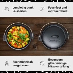 Galloway Dutch Oven 9.0 BBQ-Topf Gusseisen Standfüße Größe L / 9 Qt -Einrichtungsgeschäft 10038586 de 0003 usp