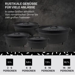 Galloway Dutch Oven 9.0 BBQ-Topf Gusseisen Standfüße Größe L / 9 Qt -Einrichtungsgeschäft 10038586 de 0006 usp