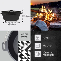 Galloway Dutch Oven 12.0 BBQ-Topf Gusseisen Standfüße Größe XL / 12 Qt -Einrichtungsgeschäft 10038587 de 0004 usp