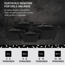 Galloway Dutch Oven 12.0 BBQ-Topf Gusseisen Standfüße Größe XL / 12 Qt -Einrichtungsgeschäft 10038587 de 0006 usp