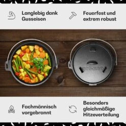 Guernsey Premium Dutch Oven 9.0 BBQ-Topf Gusseisen Voreingebrannt Größe L / 9 Qt -Einrichtungsgeschäft 10038639 de 0003 usp