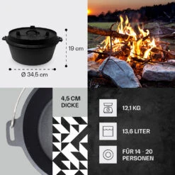 Guernsey Premium Dutch Oven 12.0 BBQ-Topf Gusseisen Voreingebrannt Größe XL / 12 Qt -Einrichtungsgeschäft 10038640 de 0004 usp