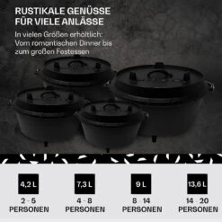 Guernsey Premium Dutch Oven 6.0 BBQ-Topf Gusseisen Standfüße Größe M / 6 Qt -Einrichtungsgeschäft 10038642 de 0006 usp