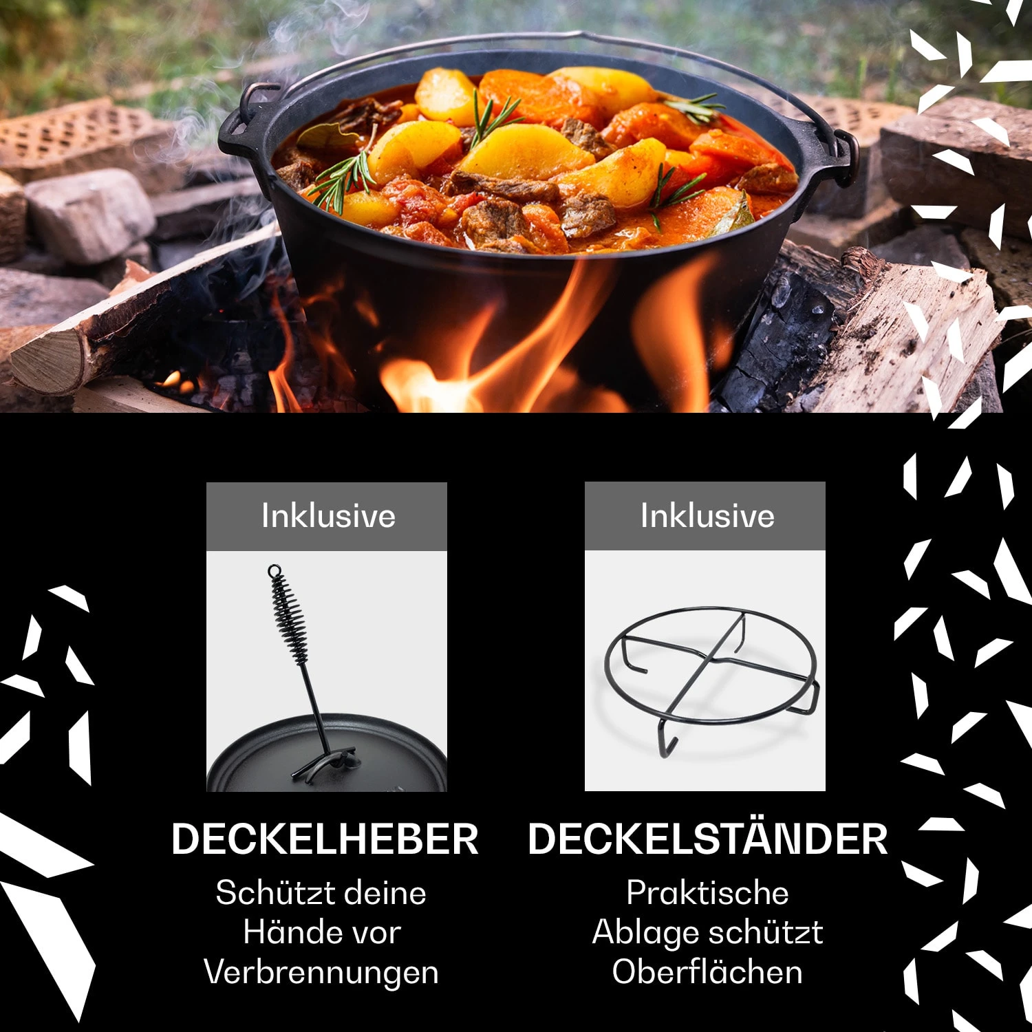 Guernsey Premium Dutch Oven 9.0 BBQ-Topf Gusseisen Standfüße Größe L / 9 Qt 4 Guernsey Premium Dutch Oven 9.0 BBQ-Topf Gusseisen Standfüße Größe L / 9 Qt – Bild 2