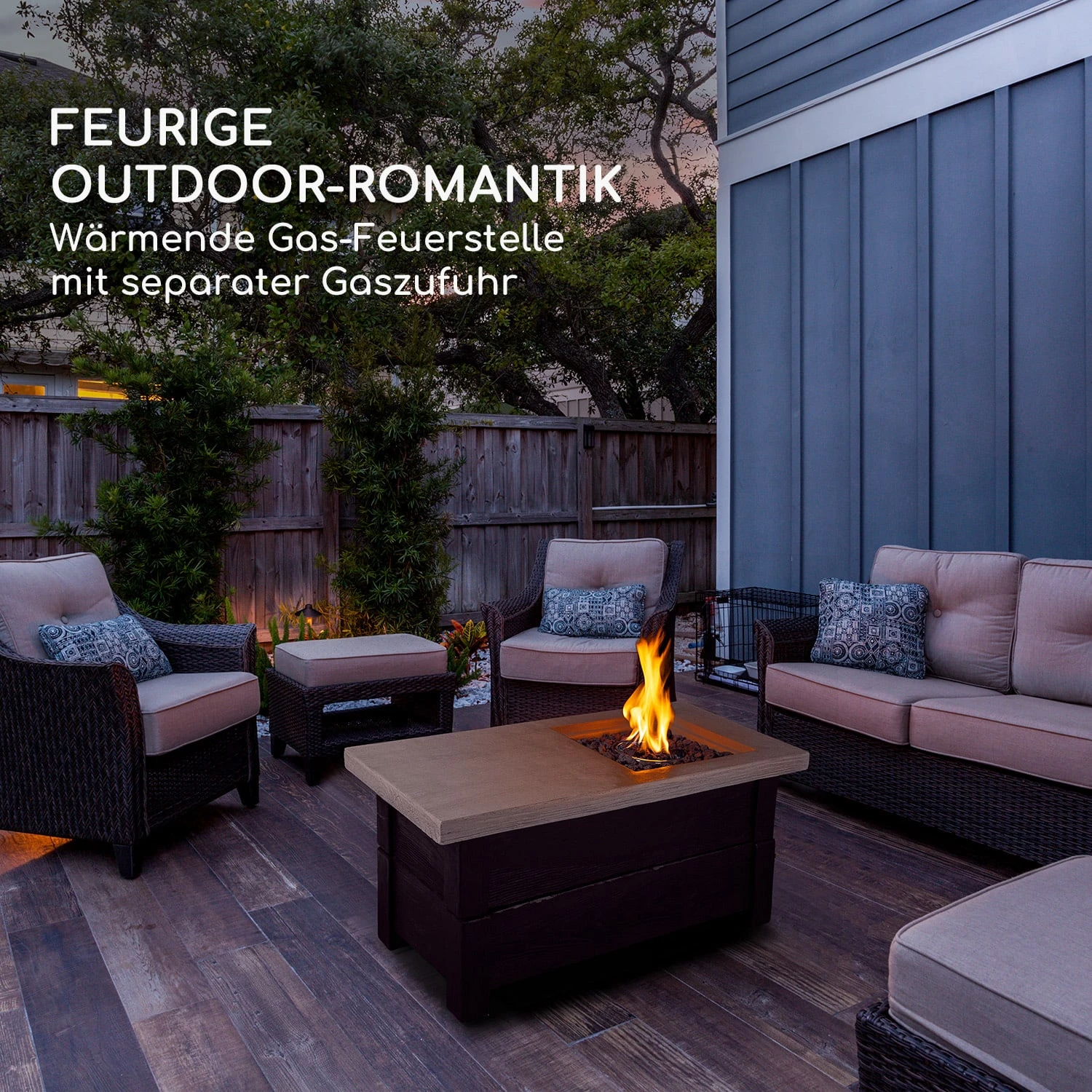 Corinth Gas-Feuerstelle 40.000BTU/13kW Abdeckung Edelstahlbrenner 4 Corinth Gas-Feuerstelle 40.000BTU/13kW Abdeckung Edelstahlbrenner – Bild 2