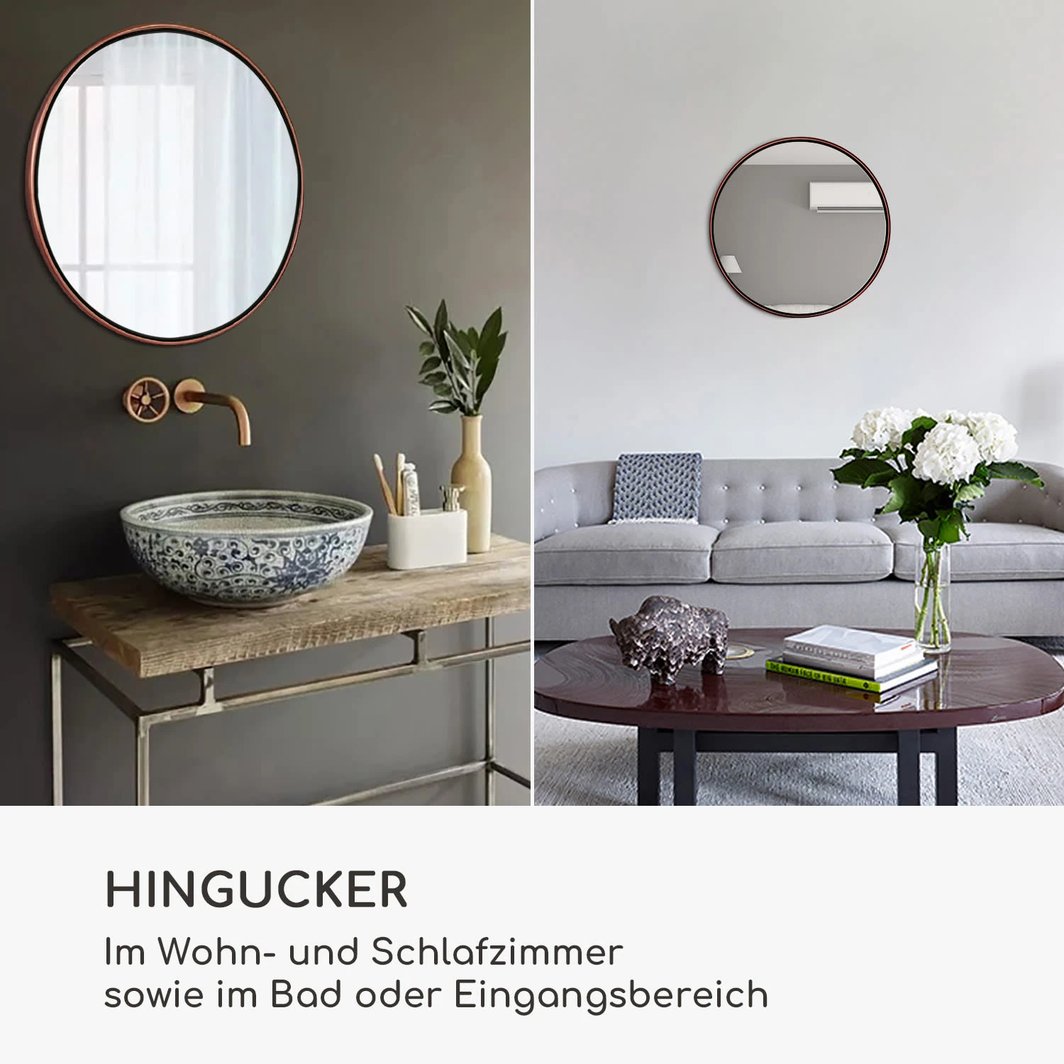 Fournier Wandspiegel Metallrahmen Rund Ø 80 Cm 5 Fournier Wandspiegel Metallrahmen Rund Ø 80 Cm – Bild 3