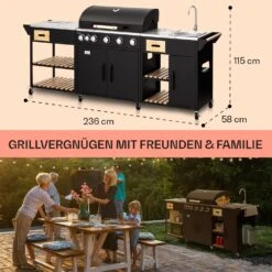 Jersey Outdoor Kitchen Gasgrill Spüle 20,7 KW 5+1 Brenner Mobil -Einrichtungsgeschäft 10039854 de 0006 usp