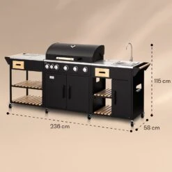 Jersey Outdoor Kitchen Gasgrill Spüle 20,7 KW 5+1 Brenner Mobil -Einrichtungsgeschäft 10039854 yy 0008 dimensions