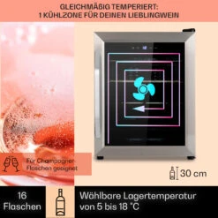 Vinamour 16 Uno Weinkühlschrank 16Fl./42l 5-18°C 41dB Glas -Einrichtungsgeschäft 10039897 de 0003 usp