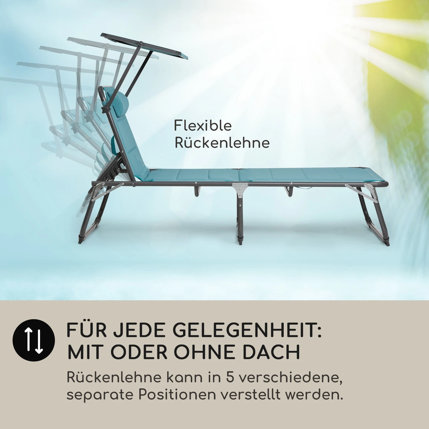 Amalfi Sonnenliege 70 X 37 X 200 Cm Sonnenblende 5-stufige Rückenlehne Stahlrohr Witterungsbeständig 4 Amalfi Sonnenliege 70 X 37 X 200 Cm Sonnenblende 5-stufige Rückenlehne Stahlrohr Witterungsbeständig – Bild 2