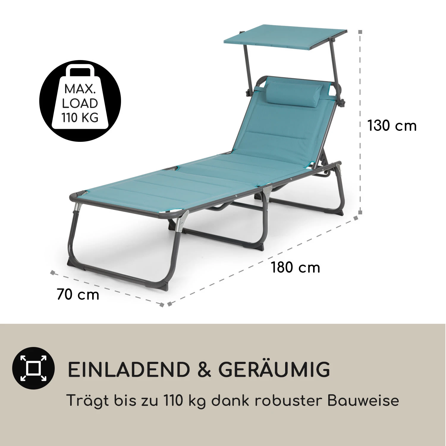 Amalfi Sonnenliege 70 X 37 X 200 Cm Sonnenblende 5-stufige Rückenlehne Stahlrohr Witterungsbeständig 6 Amalfi Sonnenliege 70 X 37 X 200 Cm Sonnenblende 5-stufige Rückenlehne Stahlrohr Witterungsbeständig – Bild 4