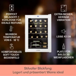 Shiraz 20 Uno Weinkühlschrank 53l 20Fl Touch-Bedienfeld 5-18°C -Einrichtungsgeschäft 10040216 de 0002 usp