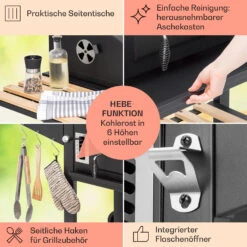 Aberdeen Double Holzkohlegrill Smoker Thermometer 2 Seitentische Mobil -Einrichtungsgeschäft 10040293 de 0006 usp