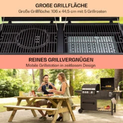 Aberdeen Kombi-Grill Gas Kohle Smoker Thermometer 2 Seitentische Mobil -Einrichtungsgeschäft 10040295 de 0005 usp