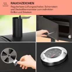 Aberdeen Kombi-Grill Gas Kohle Smoker Thermometer 2 Seitentische Mobil -Einrichtungsgeschäft 10040295 de 0006 usp