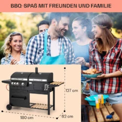 Aberdeen Kombi-Grill Gas Kohle Smoker Thermometer 2 Seitentische Mobil -Einrichtungsgeschäft 10040295 de 0008 usp