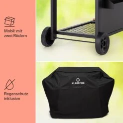 Aberdeen Kombi-Grill Gas Kohle Smoker Thermometer 2 Seitentische Mobil -Einrichtungsgeschäft 10040295 de 0009 usp