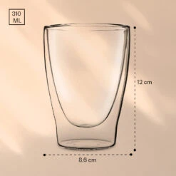 DUOS Doppelwandiges Glas | Thermoglas | 310 Ml | Trinkglas | Espressoglas, Teeglas, Shotglas | Für Heiße Und Kalte Getränke | Borosilikatglas| Hitze- Und Kältebeständig | Handgemacht | Spülmaschinenfest | Schwebe-Effekt -Einrichtungsgeschäft 10040364 yy 0007 logo