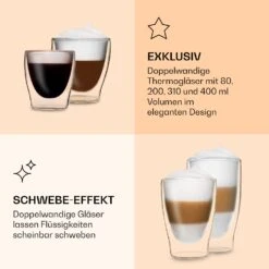 DUOS Doppelwandiges Glas | Thermoglas | 80, 200, 310, 400 Ml | Trinkglas | Espressoglas, Teeglas, Shotglas | Für Heiße Und Kalte Getränke | Borosilikatglas| Hitze- Und Kältebeständig | Handgemacht | Spülmaschinenfest | Schwebe-Effekt -Einrichtungsgeschäft 10040377 de 0005 logo