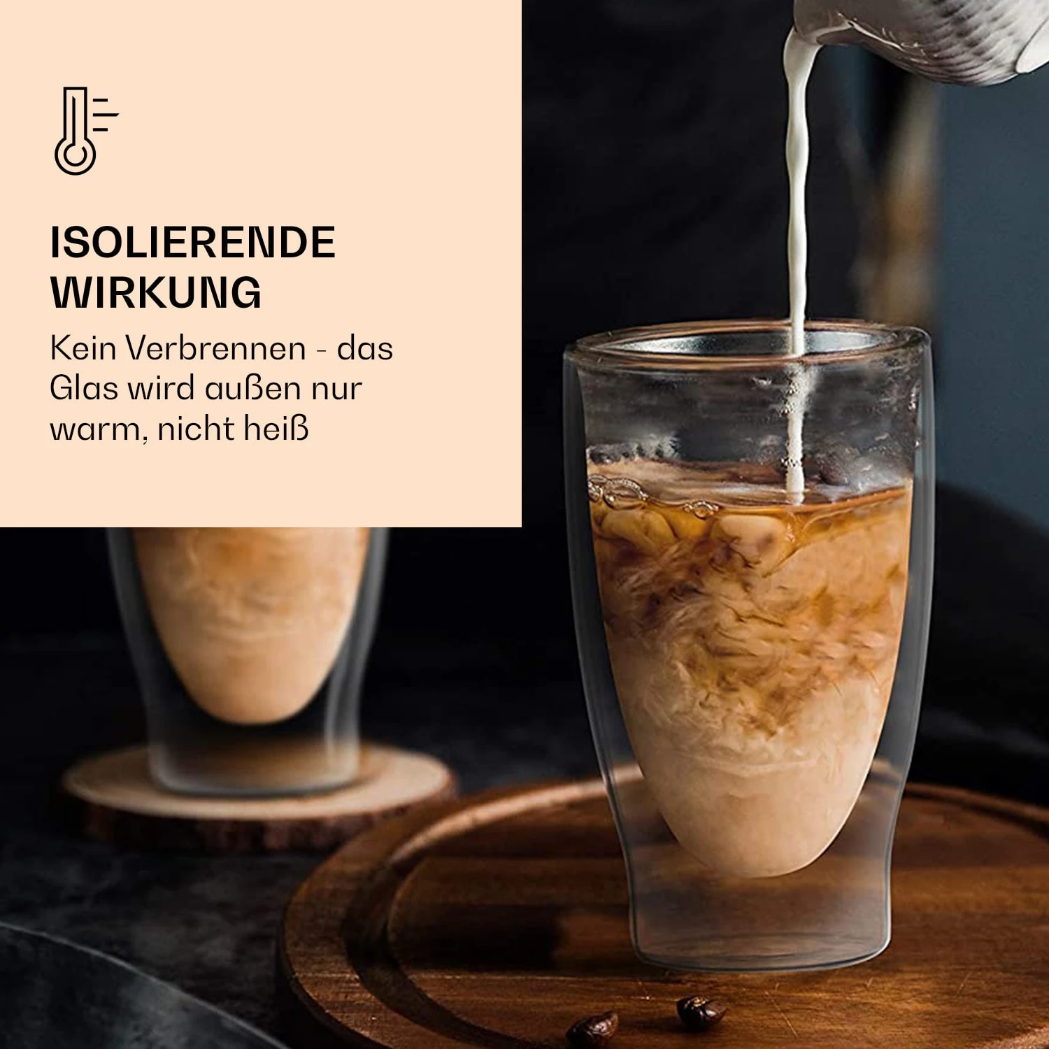 DUOS Doppelwandiges Glas 400 Ml Thermofunktion Inkl. Edelstahl-Löffel 4 DUOS Doppelwandiges Glas 400 Ml Thermofunktion Inkl. Edelstahl-Löffel – Bild 2