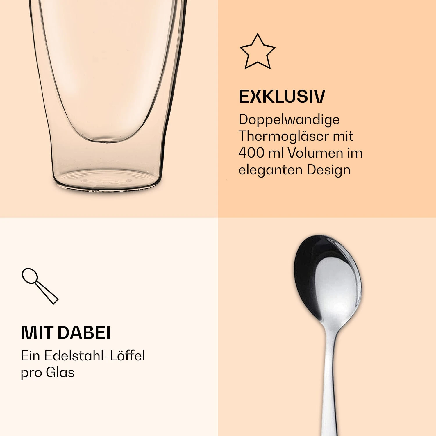 DUOS Doppelwandiges Glas 400 Ml Thermofunktion Inkl. Edelstahl-Löffel 8 DUOS Doppelwandiges Glas 400 Ml Thermofunktion Inkl. Edelstahl-Löffel – Bild 6