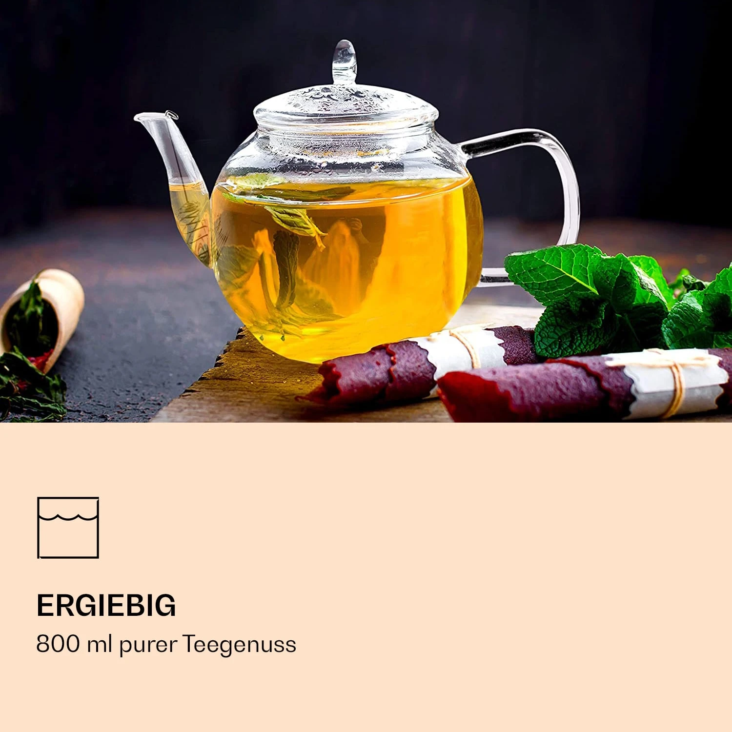 Bedida Teekanne 800ml + 6xTeeblume Grün 4 Bedida Teekanne 800ml + 6xTeeblume Grün – Bild 2