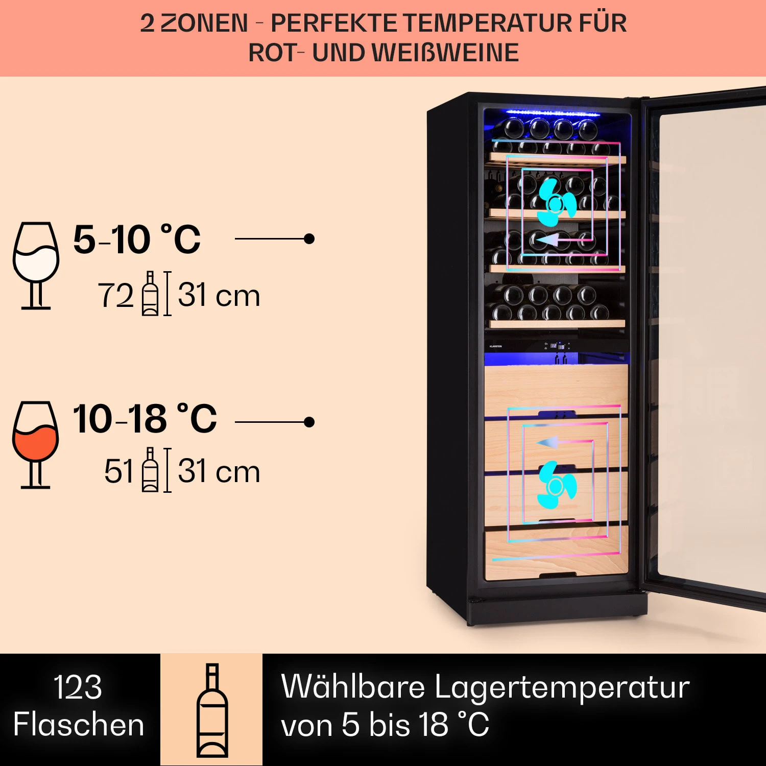 Barossa 123 Duo Weinkühlschrank 123 Fl 226 Ltr 2 Zonen Touch-Steuerung 5 Barossa 123 Duo Weinkühlschrank 123 Fl 226 Ltr 2 Zonen Touch-Steuerung – Bild 3