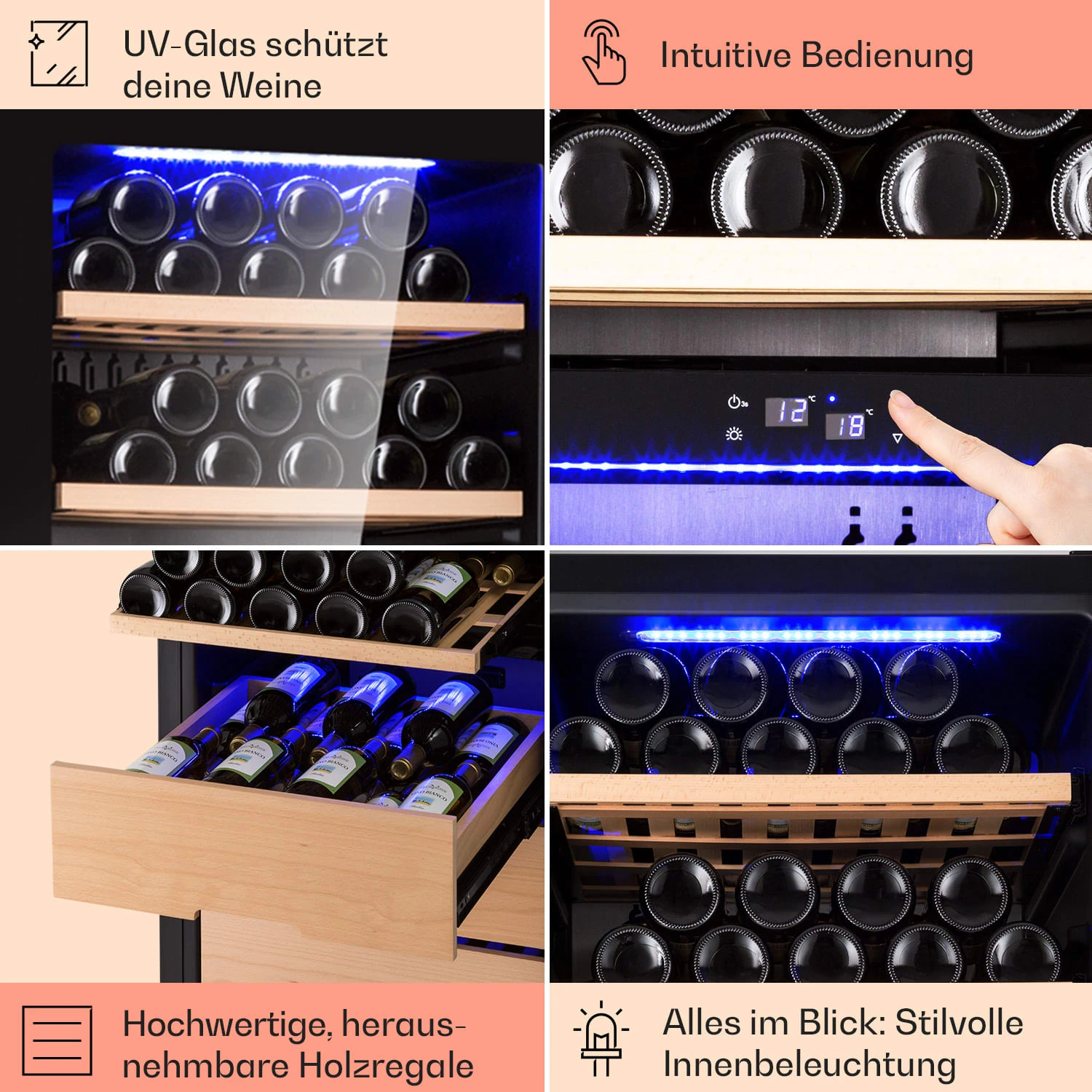 Barossa 123 Duo Weinkühlschrank 123 Fl 226 Ltr 2 Zonen Touch-Steuerung 7 Barossa 123 Duo Weinkühlschrank 123 Fl 226 Ltr 2 Zonen Touch-Steuerung – Bild 5