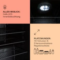 PopLife 70 Getränkekühler Kühlschrank 70 Ltr 0-10 °C Retro-Design LED -Einrichtungsgeschäft 10040736 de 0004 usp