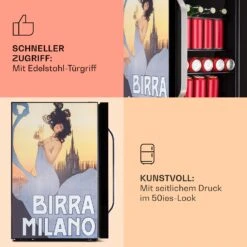 Beersafe 70 Birra Milano Edition Kühlschrank 70 Liter 3 Böden Panoramaglastür Edelstahl -Einrichtungsgeschäft 10041180 de 0004 usp