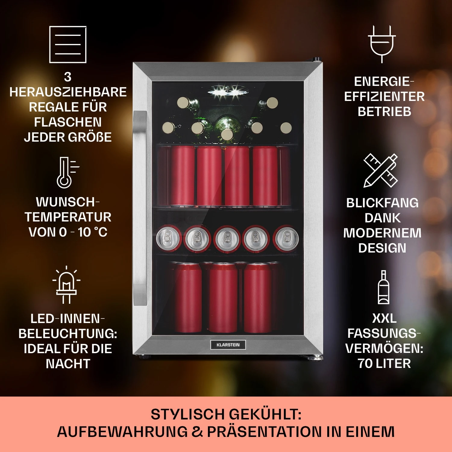 Beersafe 70 Craft Beer Edition Kühlschrank 70 Liter Glastür Edelstahl 4 Beersafe 70 Craft Beer Edition Kühlschrank 70 Liter Glastür Edelstahl – Bild 2