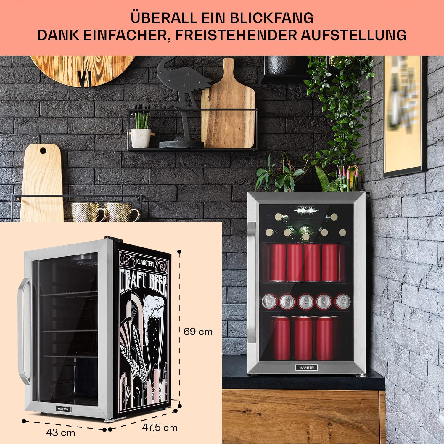Beersafe 70 Craft Beer Edition Kühlschrank 70 Liter Glastür Edelstahl 9 Beersafe 70 Craft Beer Edition Kühlschrank 70 Liter Glastür Edelstahl – Bild 7