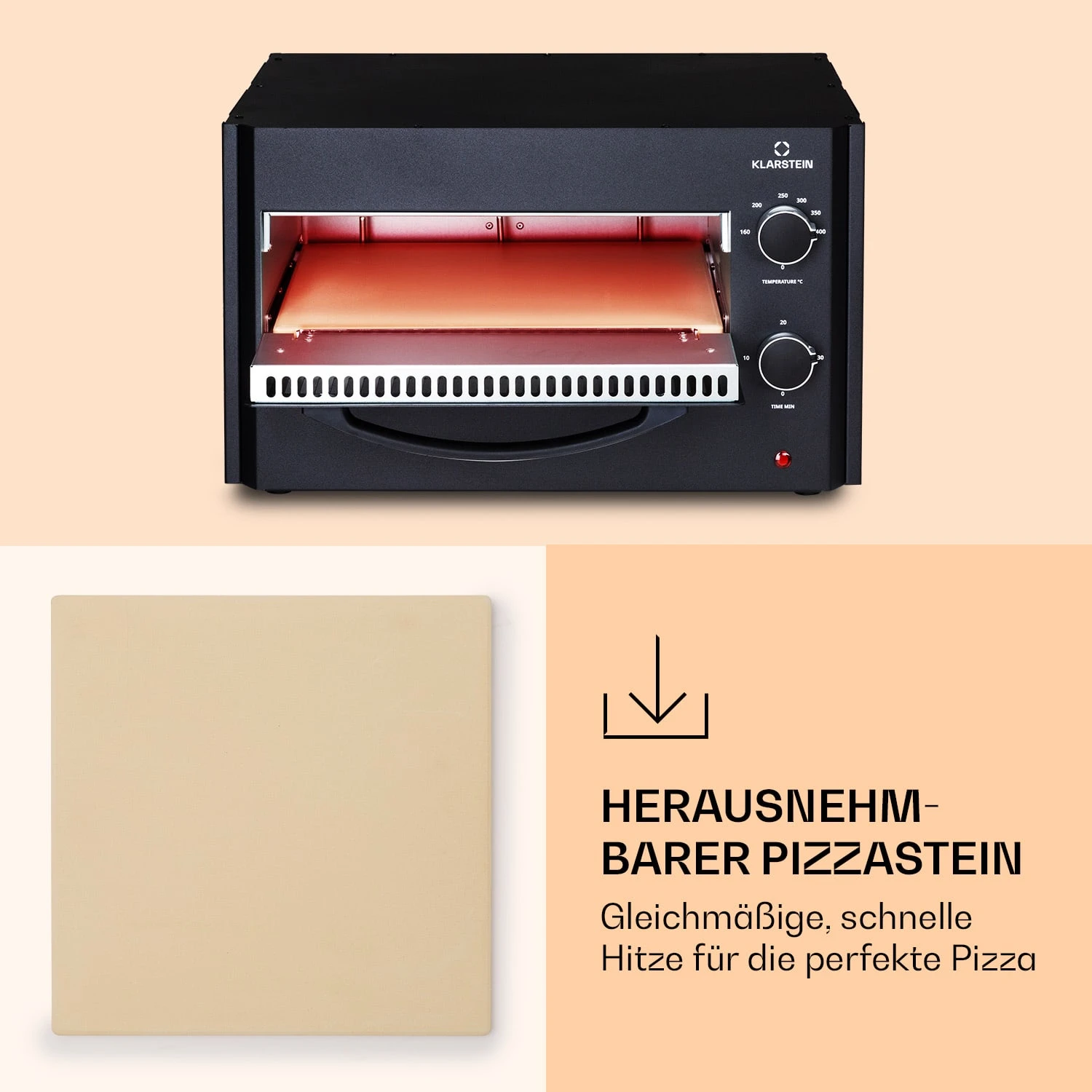 Arezzo Pizza-Ofen Herausnehmbarer Pizza-Stein Stahlgehäuse 1770 W 160 - 400 °C 7 Arezzo Pizza-Ofen Herausnehmbarer Pizza-Stein Stahlgehäuse 1770 W 160 - 400 °C – Bild 5