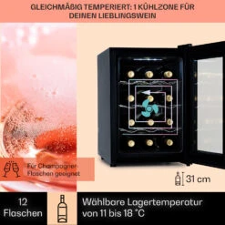 Barolo 12 Uno Weinkühlschrank 37 Ltr 12 Flaschen 11-18°C SingleZone -Einrichtungsgeschäft 10041205 de 0003 usp