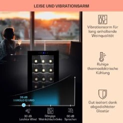 Barolo 12 Uno Weinkühlschrank 37 Ltr 12 Flaschen 11-18°C SingleZone -Einrichtungsgeschäft 10041205 de 0004 usp