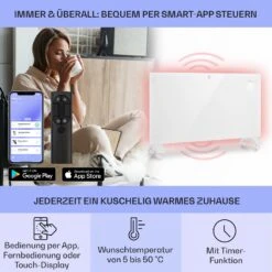 Bansin Crystal Smart Konvektions-Heizgerät 1500W 5 - 50 °C App-Steuerung -Einrichtungsgeschäft 10041210 de 0003 usp