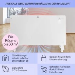 Bansin Crystal Smart Konvektions-Heizgerät 1500W 5 - 50 °C App-Steuerung -Einrichtungsgeschäft 10041210 de 0004 usp