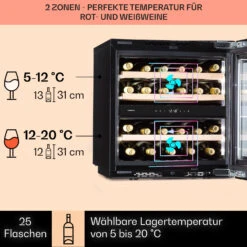 Rhône 25 Duo Weinkühlschrank Kompression 2 Zonen 75 Ltr / 25 Flaschen -Einrichtungsgeschäft 10041239 de 0003 usp