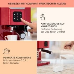 BellaVita Kaffeemaschine 3-in-1 1450 W 20 Bar Milchschäumer -Einrichtungsgeschäft 10041240 de 0003 usp