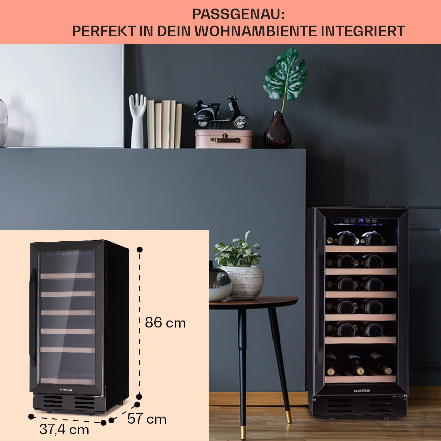 Vinovilla 29 Built-In Weinkühlschrank 81 L / 29 Fl. 1 Zone Glastür Edelstahl 8 Vinovilla 29 Built-In Weinkühlschrank 81 L / 29 Fl. 1 Zone Glastür Edelstahl – Bild 6