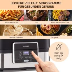 Combo Air Grill-Heißluftfritteuse 5 Programme 1500 Watt 4,5 L Grillkorb 2,5 L Frittierkorb -Einrichtungsgeschäft 10041330 de 0003 usp