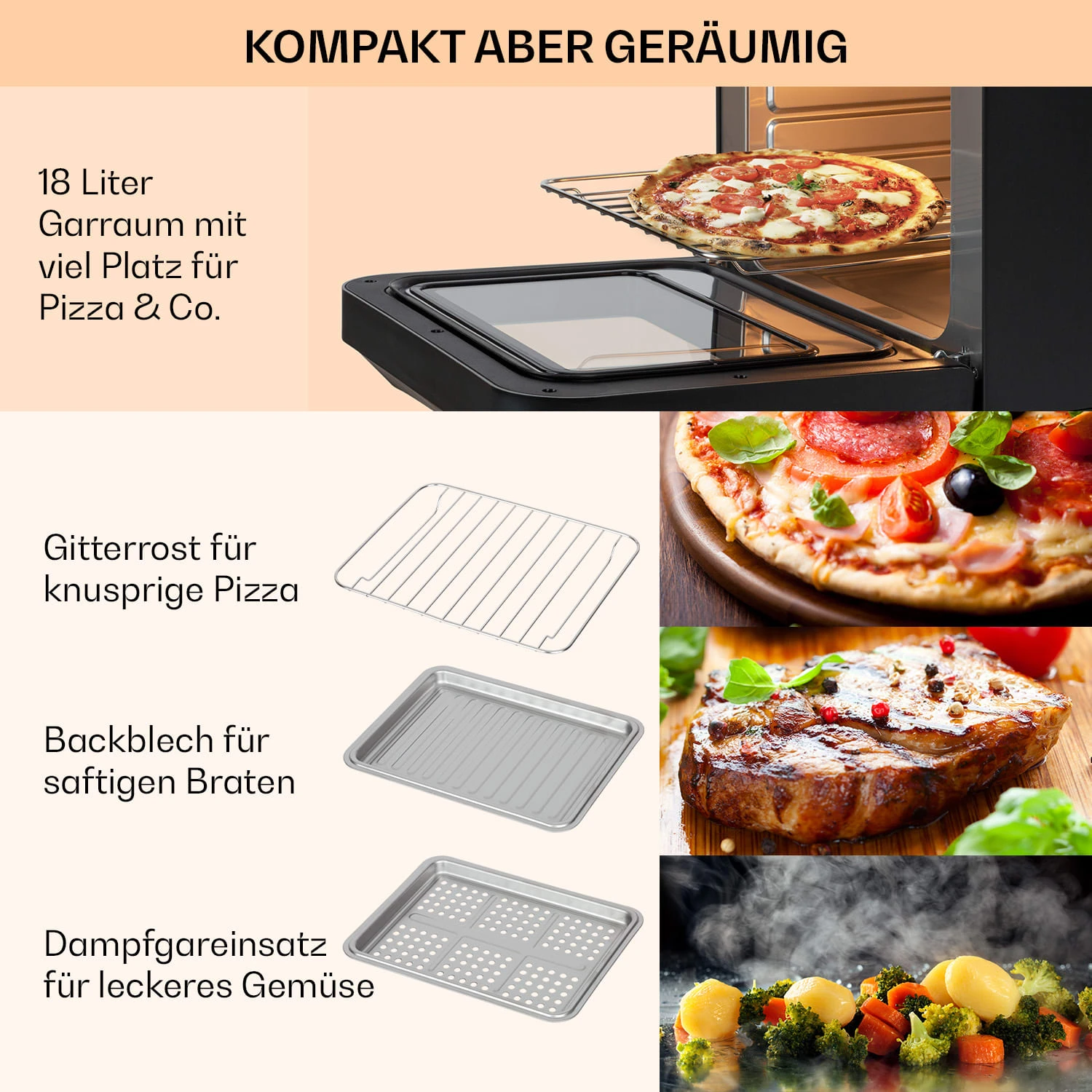 Vita Pro Heißluftfritteuse Dampfgaren 2450 W 18 Ltr 800 Ml Wassertank 8 Vita Pro Heißluftfritteuse Dampfgaren 2450 W 18 Ltr 800 Ml Wassertank – Bild 6