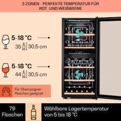 Vinamour 66 Duo Weinkühlschrank 2 Zonen 204 L/79 Flaschen 5-18°C Touch -Einrichtungsgeschäft 10041394 de 0003 usp