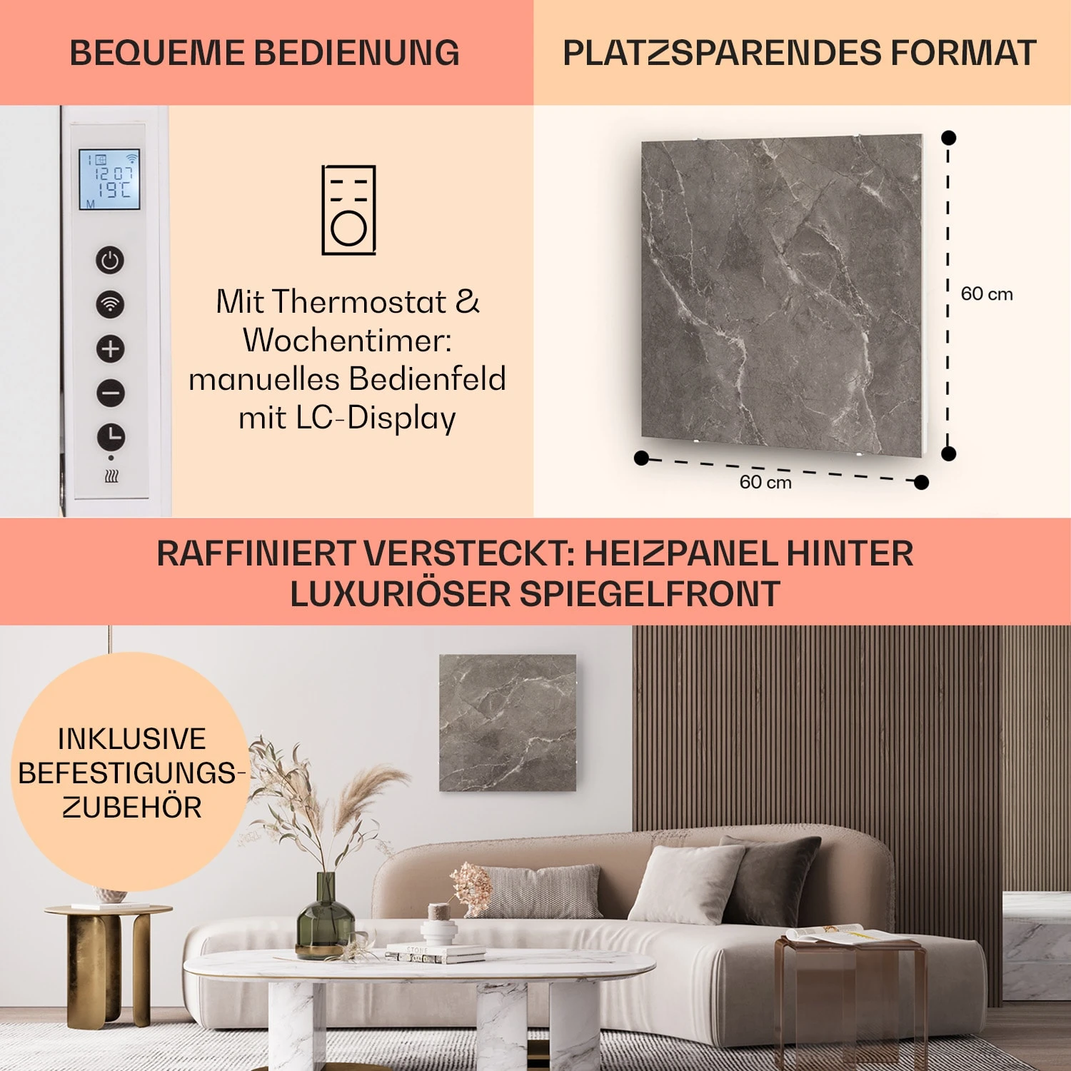 Wonderwall Santorini Smart Infrarot-Heizung 60x60cm 500W Timer IP24 8 Wonderwall Santorini Smart Infrarot-Heizung 60x60cm 500W Timer IP24 – Bild 6