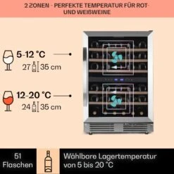 Vinovilla 50 Duo Zweizonen-Weinkühlschrank 53l 17 Fl. 3-Farben Glastür 11 Vinovilla 50 Duo Zweizonen-Weinkühlschrank 53l 17 Fl. 3-Farben Glastür -Einrichtungsgeschäft 10041900 de 0003 usp